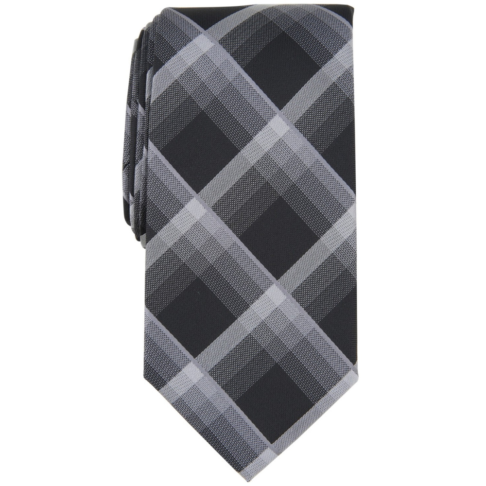 Perry Ellis Men Cormick Plaid Tie Black